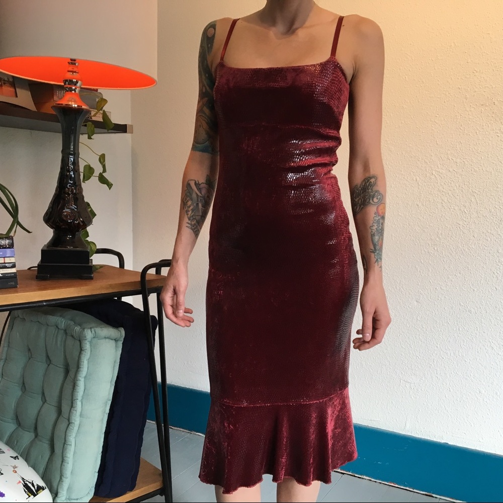 Bebe Faux Snakeskin Pattern Dress